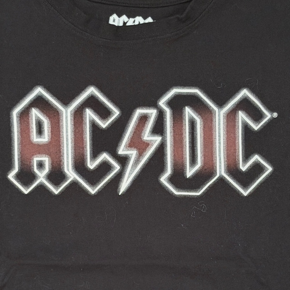 AC/DC Black Tee with Red Gradient Logo vintage band t-shirt